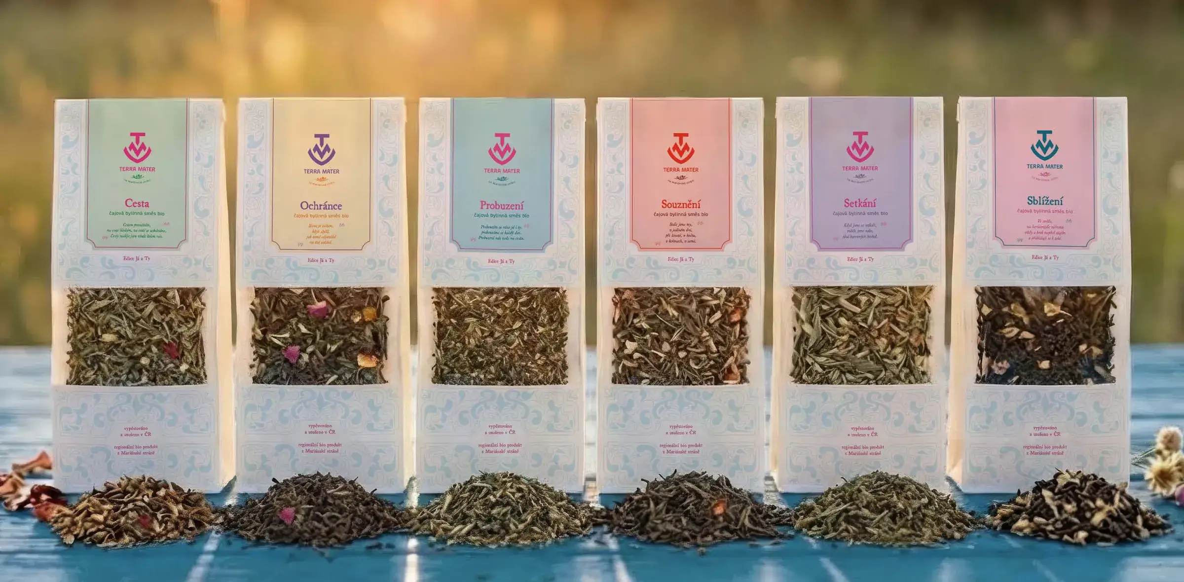 The Terra Mater herbal tea range in its new packaging