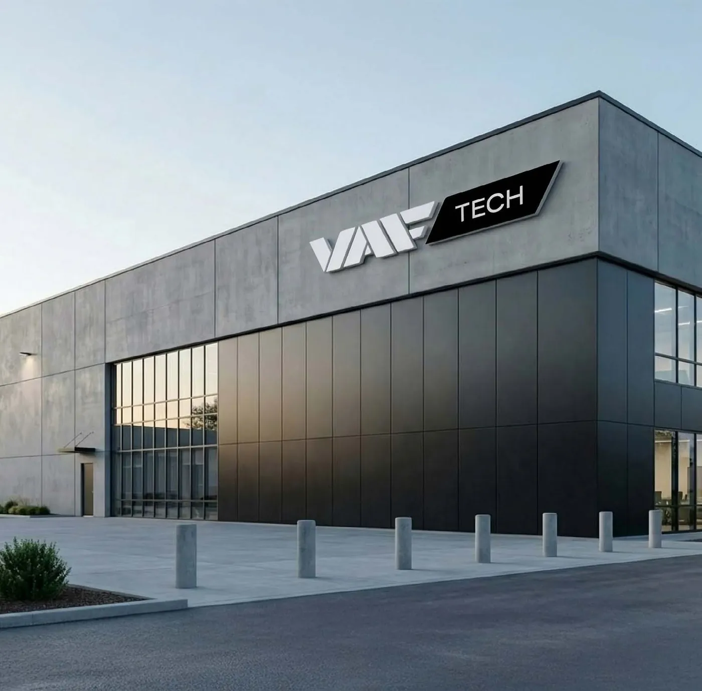 The VAF Tech headquarters with the new magenta signage